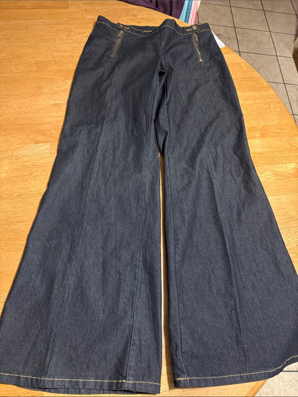 High-Rise Dark Blue Wide-Leg Denim Jeans